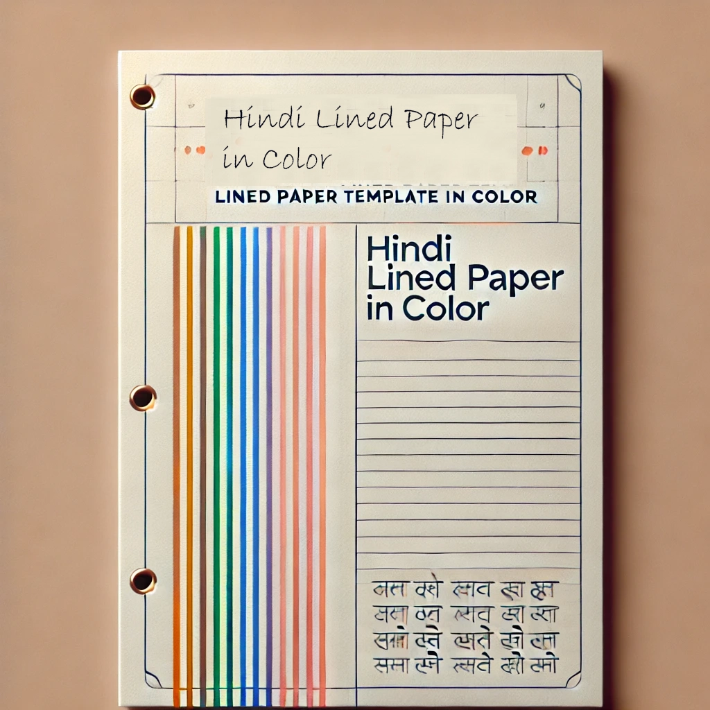 Hindi Lined Notebook Paper Color