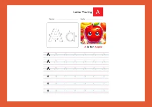 Alphabet A Tracing worksheet for Practice for Kindergarten Kids