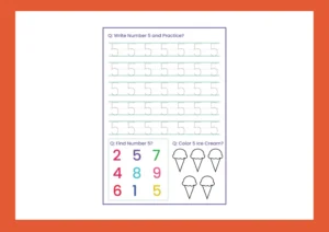 Engaging Number 5 Tracing Worksheet for Kids